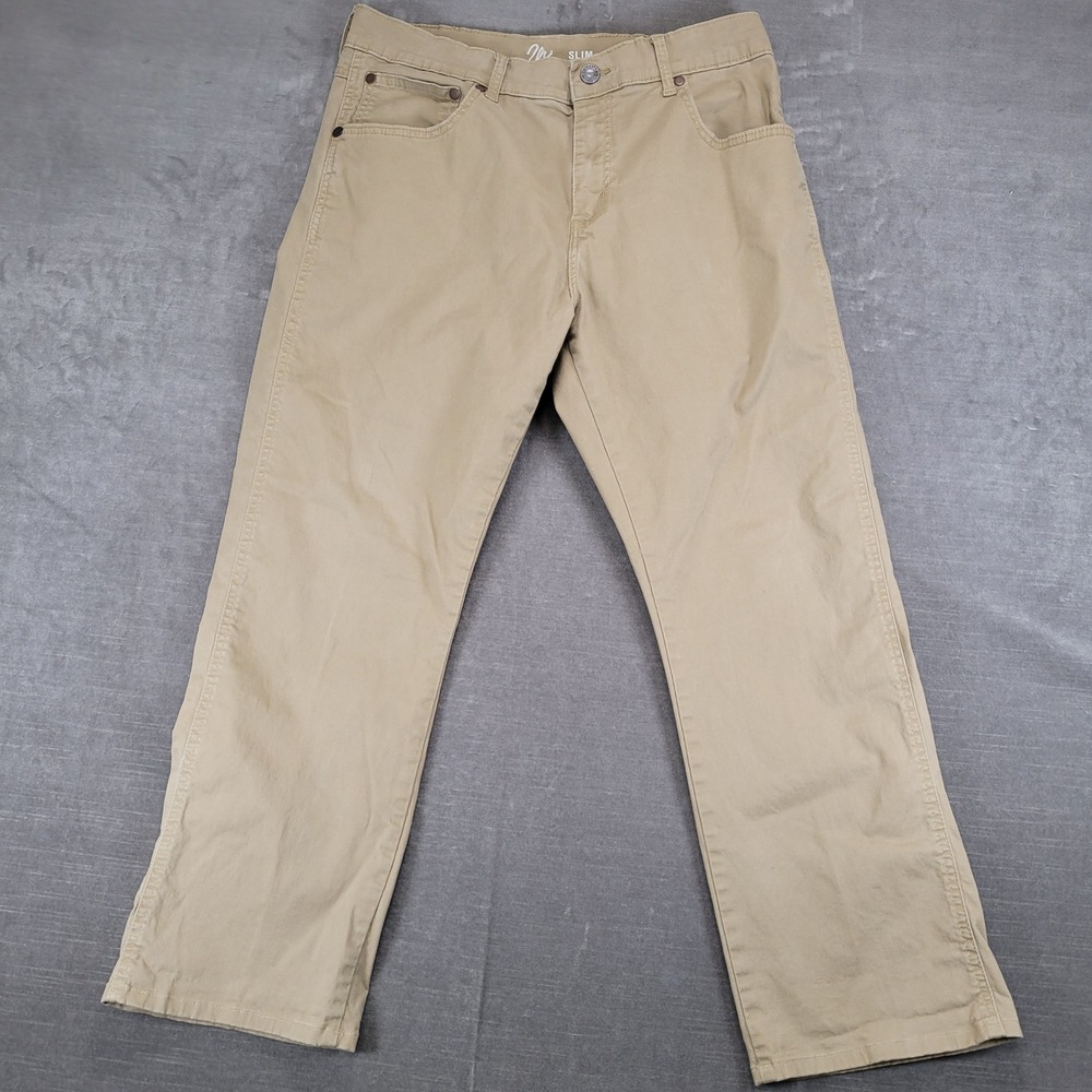 Wrangler Mens Slim Straight Leg Chino Pants Tan‎ Khaki Actual Size 32x27